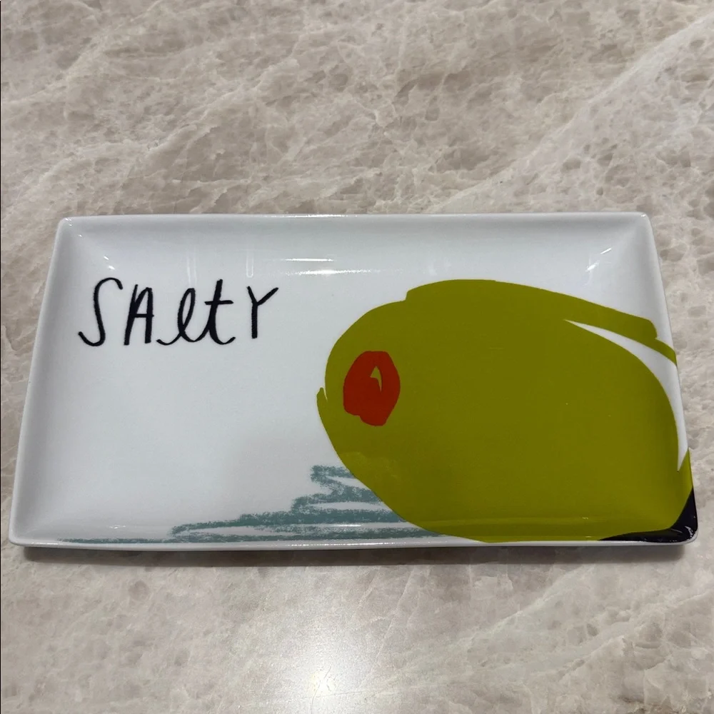 Crate&Barrel Set of 4 6”x10” appetizer plates : Sweet Salty Sour Spicy -EUC